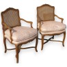 Pair of Regency cane armchairs with cushioned seats from  Moinat SA  - Antiques and home décor