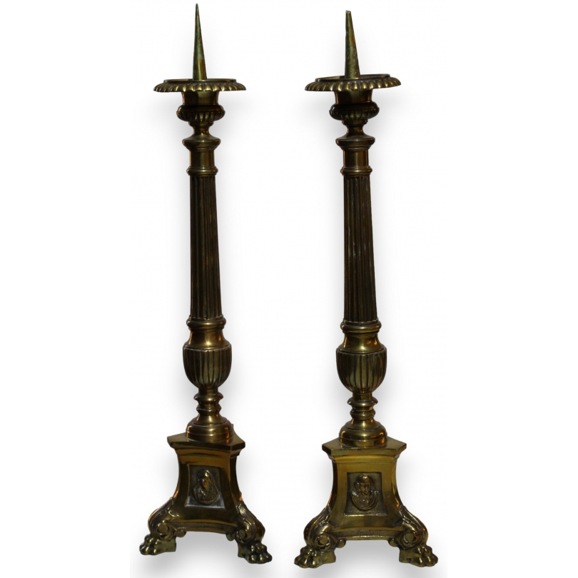 Pair of brass candlesticks by Moinat SA – Antiques and home décor