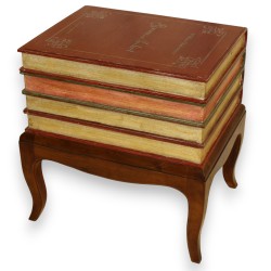 "Faux livres" wooden chest on a stand at Moinat SA – Antiques and home décor