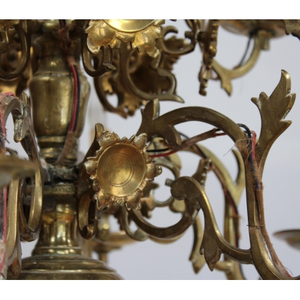 Lustre hollandais en bronze à 12 flammes