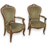 Louis Philippe living room suite in green striped velvet at  Moinat SA  - Antiques and home décor