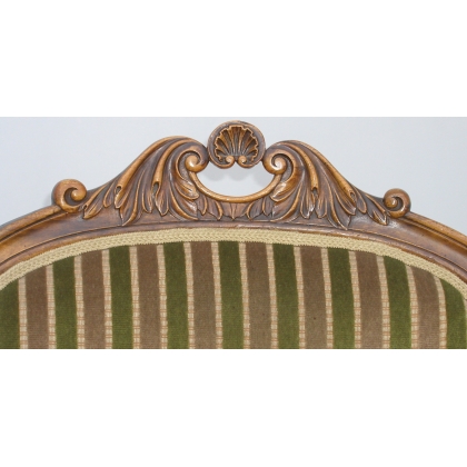 Louis Philippe living room suite in green striped velvet at  Moinat SA  - Antiques and home décor