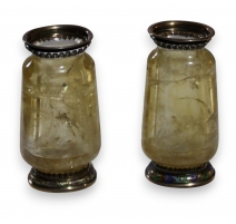 Paire de vases en cristal de roche et argent