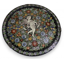 Plat en faïence de Thoune "Ange et fleurs"