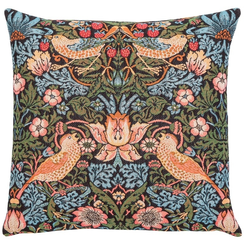 Coussin "Strawberry Thief bleu"