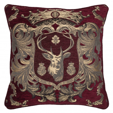 "Regal Stag Rouge" cushion at Moinat SA – Antiques and home décor
