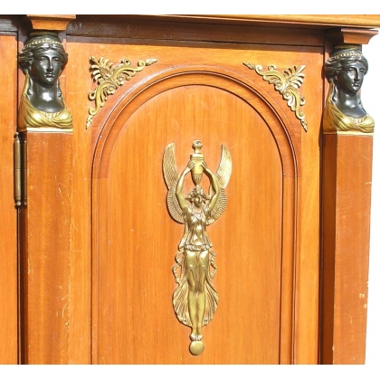 Empire-style bookcase, 3 doors, with black marble top, by  Moinat SA  - Antiques and home décor