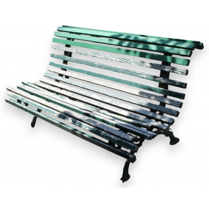  Banc de jardin avec pieds en fonte et lattes verte sur  Moinat SA  - Antiquités décoration