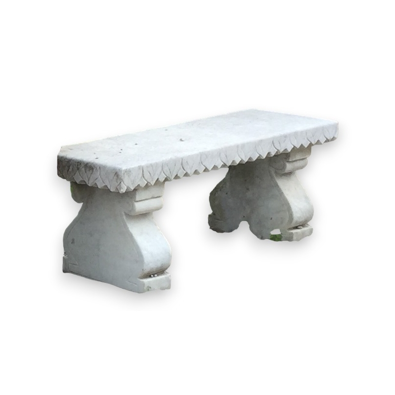  Banc droit en marbre blanc, assise sculptée sur  Moinat SA  - Antiquités décoration