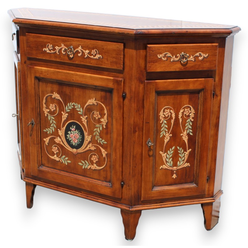  Buffet à 3 portes, décor fleurs peint sur  Moinat SA  - Antiquités décoration