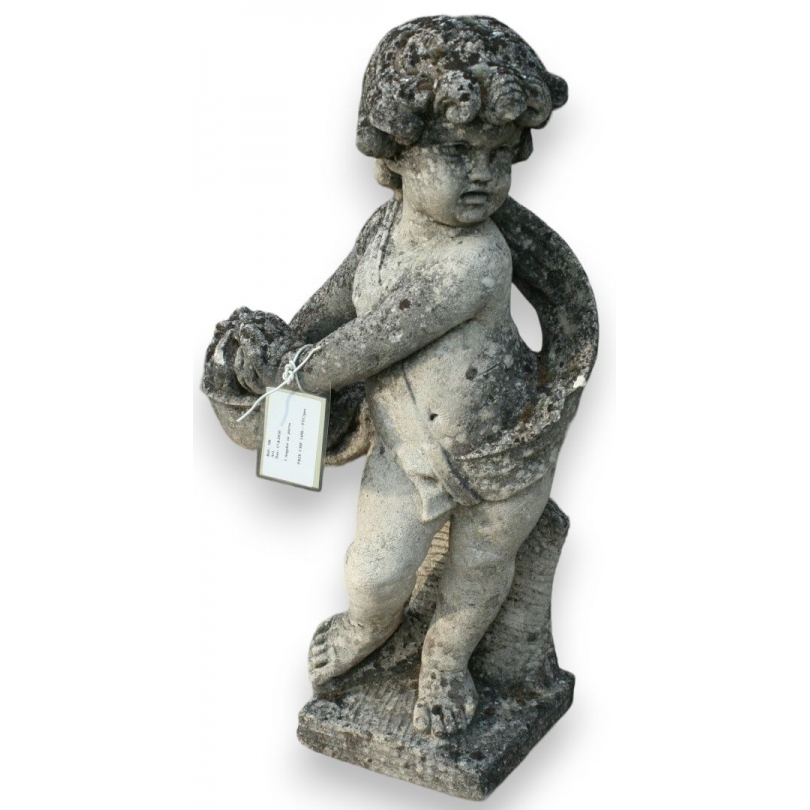  Sculpture "Chérubin au panier" en pierre sur  Moinat SA  - Antiquités décoration