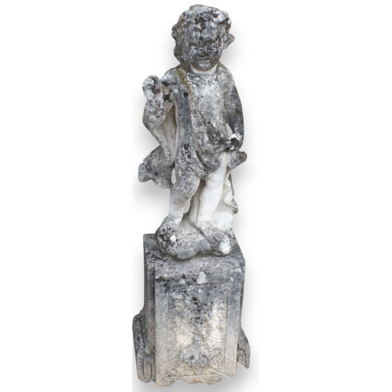  Sculpture "Chérubin" en pierre avec socle sur  Moinat SA  - Antiquités décoration