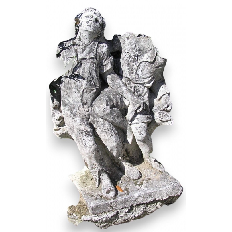  Sculpture "Enfants jouant" en pierre sur  Moinat SA  - Antiquités décoration