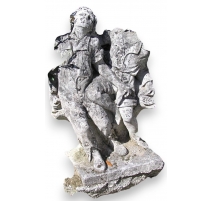 Sculpture "Enfants jouant" en pierre