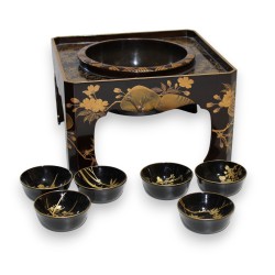Moinat SA 出品的黑色与金色漆艺插花架 - 古董与装饰品