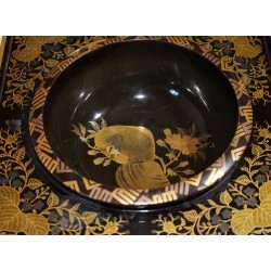 Moinat SA 出品的黑色与金色漆艺插花架 - 古董与装饰品