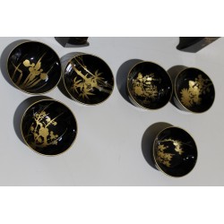 Moinat SA 出品的黑色与金色漆艺插花架 - 古董与装饰品