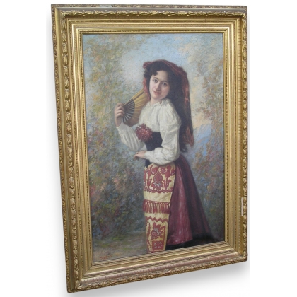 Tableau \"Jeune italienne\" signé NAPOLI