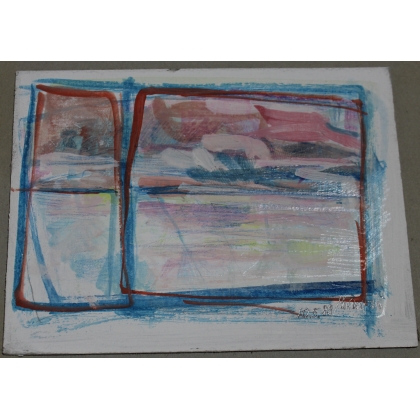 Paintings | Painting entitled ‘Red and Blue Window’ by HAURI Moinat SA  – Antiques and home décor
