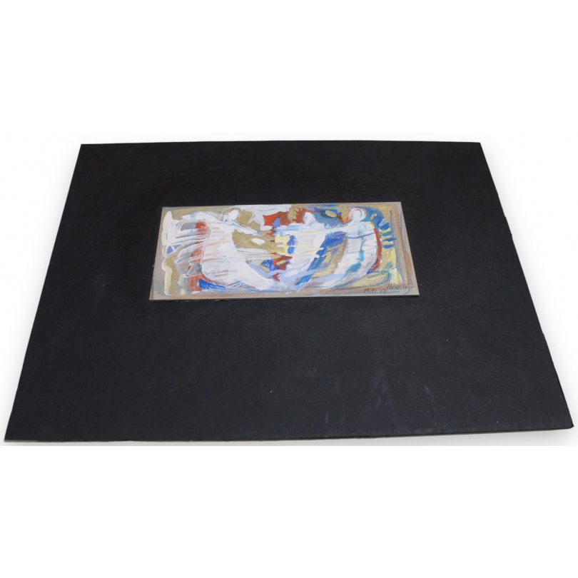 Paintings | Oil on cardboard, ‘Characters’, signed HAURI Moinat SA  – Antiques and home décor