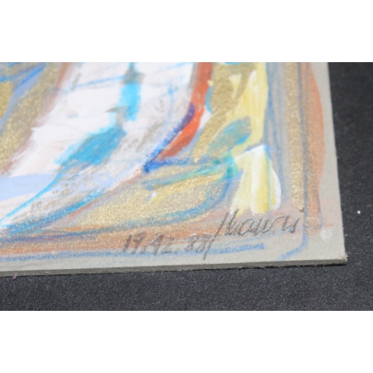Paintings | Oil on cardboard, ‘Characters’, signed HAURI Moinat SA  – Antiques and home décor