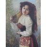 Paintings | Painting entitled ‘Young Italian Woman’, signed NAPOLI Moinat SA  – Antiques and home décor