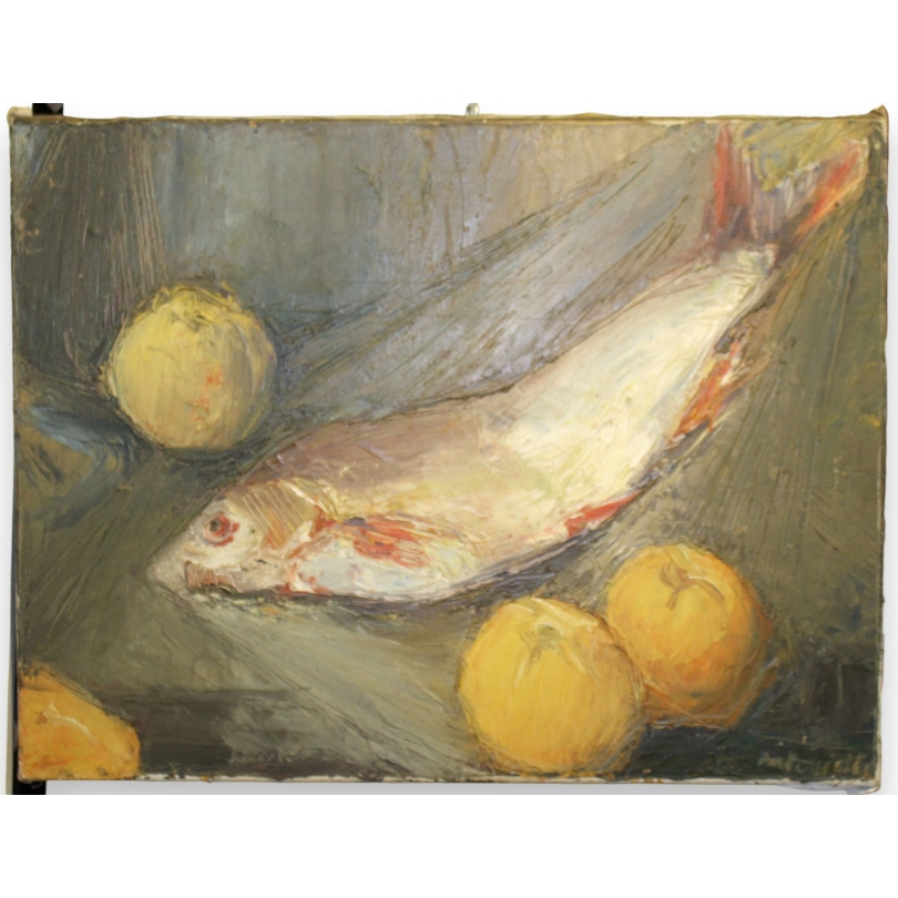 Paintings | Painting entitled ‘Fish and Fruit’ by ANTONIETTI Moinat SA  – Antiques and home décor