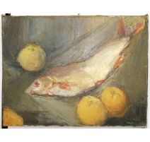 Tableau "Poisson et fruits" signé ANTONIETTI