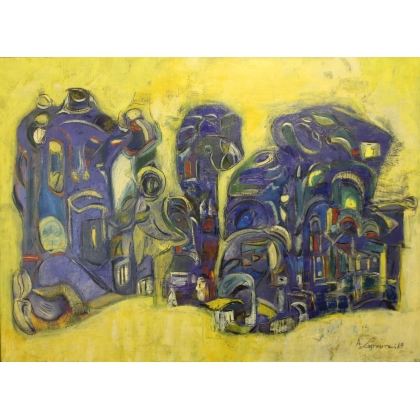 Paintings | Painting entitled ‘Sculpture’ by A. LAGROUNI, 89 Moinat SA  – Antiques and home décor