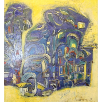 Paintings | Painting entitled ‘Sculpture’ by A. LAGROUNI, 89 Moinat SA  – Antiques and home décor