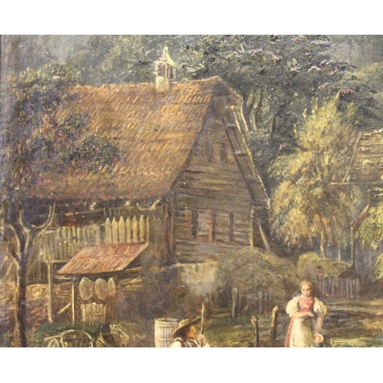 Paintings | Painting entitled ‘Mountain Lake’, attributed to J.J. CHALON Moinat SA  – Antiques and home décor
