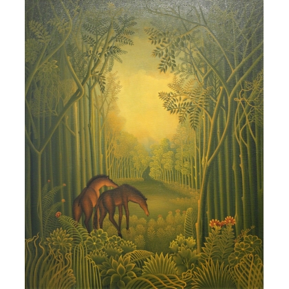 Tableau \"Chevaux\" signé E.Jn-LOUIS 86