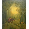 Tableau \"Chevaux\" signé E.Jn-LOUIS 86