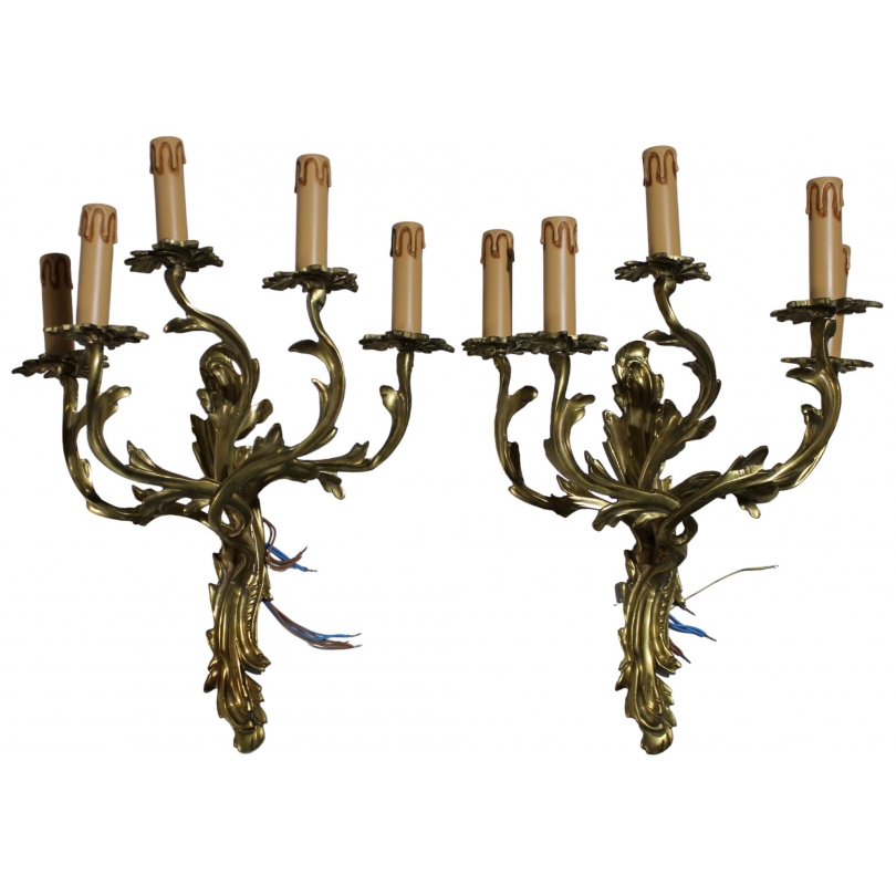 Pair of Louis XV-style wall lights, with 5 lights, by  Moinat SA  - Antiques and interior design