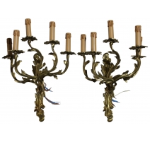 Paire d'appliques style Louis XV, à 5 lumières