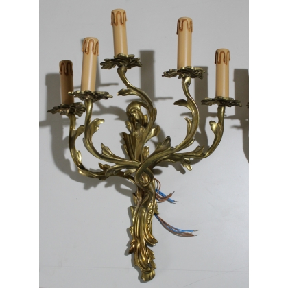 Pair of Louis XV-style wall lights, with 5 lights, by  Moinat SA  - Antiques and interior design
