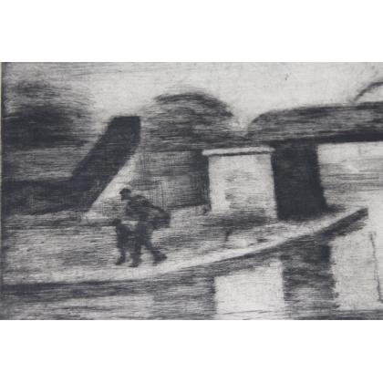 Gravure "Pont" signée Casimir REYMOND 1/5  sur Moinat SA  - Antiquités décoration -  Gravures, Lithos