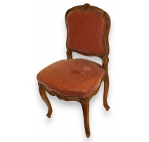 Chaise Louis XV recouverte de velours rose