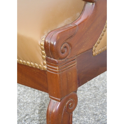 Brown leather restaurant armchair by Moinat SA – Antiques and interior design