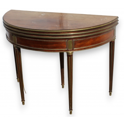  Table demi-lune Louis XVIà trois plateaux sur  Moinat SA  - Antiquités décoration