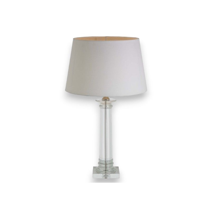 Lampe "Delanna" en nickel et colonne en cristal