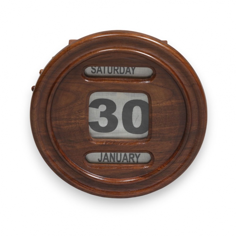 Small perpetual wall calendar made from exotic wood at Moinat SA – Antiques and home décor