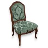 Chaise Louis XV recouvert de velours gauffré vert
