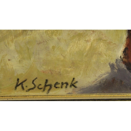 Paintings | Painting entitled ‘Child with a Doll’ by K. SCHENK, Moinat SA  – Antiques and home décor