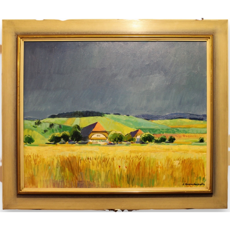Paintings | Painting entitled ‘Bernese Farm’ by A. NEUENSCHWANDER, Moinat SA  – Antiques and home décor