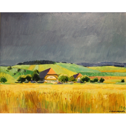 Paintings | Painting entitled ‘Bernese Farm’ by A. NEUENSCHWANDER, Moinat SA  – Antiques and home décor