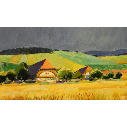 Paintings | Painting entitled ‘Bernese Farm’ by A. NEUENSCHWANDER, Moinat SA  – Antiques and home décor