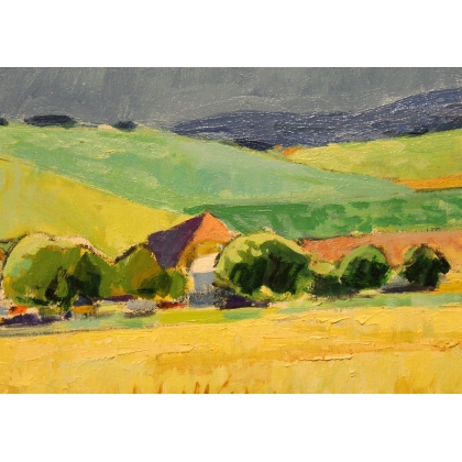 Paintings | Painting entitled ‘Bernese Farm’ by A. NEUENSCHWANDER, Moinat SA  – Antiques and home décor