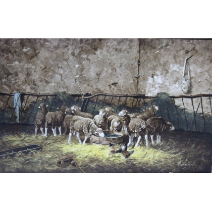 Paintings | Painting entitled ‘Bergerie’ by MÉNARD Moinat SA  – Antiques and home décor