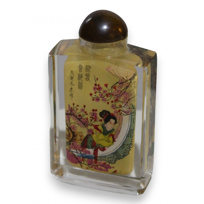 Glass snuff bottle, painted on the inside, by  Moinat SA  - Antiques and decorative items